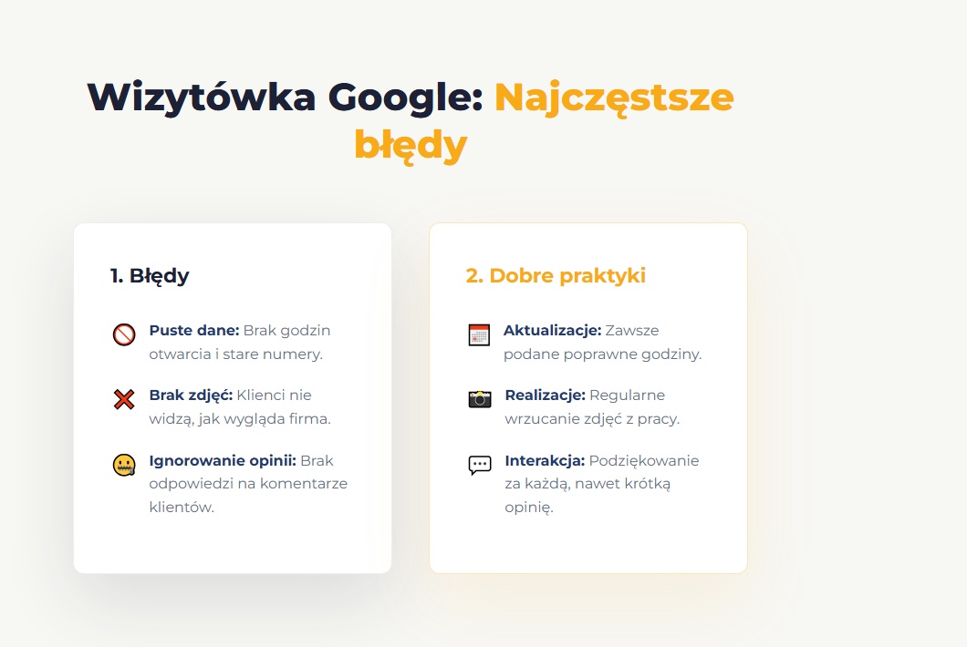 Wizytówka Google: Najczęstsze błędy
