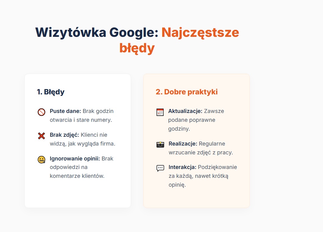 Wizytówka Google: Najczęstsze błędy