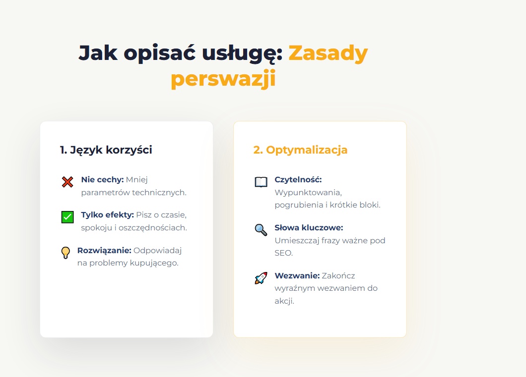 Jak opisać usługę: Zasady perswazji